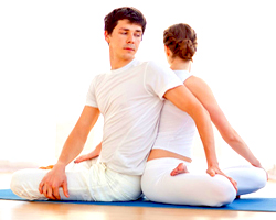 Partner Seated Twist Sukhasana